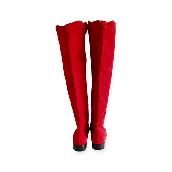 Vintage Yves Saint Laurent red suede long boots, Size 7 - Picture 8 of 15